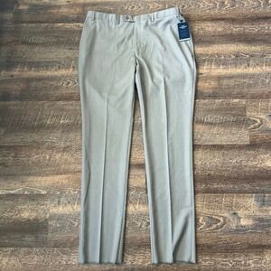 Hart Schaffner Marx Wool New York Fit Dress Pant 42R Putty Beige Gray Unhemmed